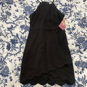 NWT Black Mini Dress with Scalloping Detail
